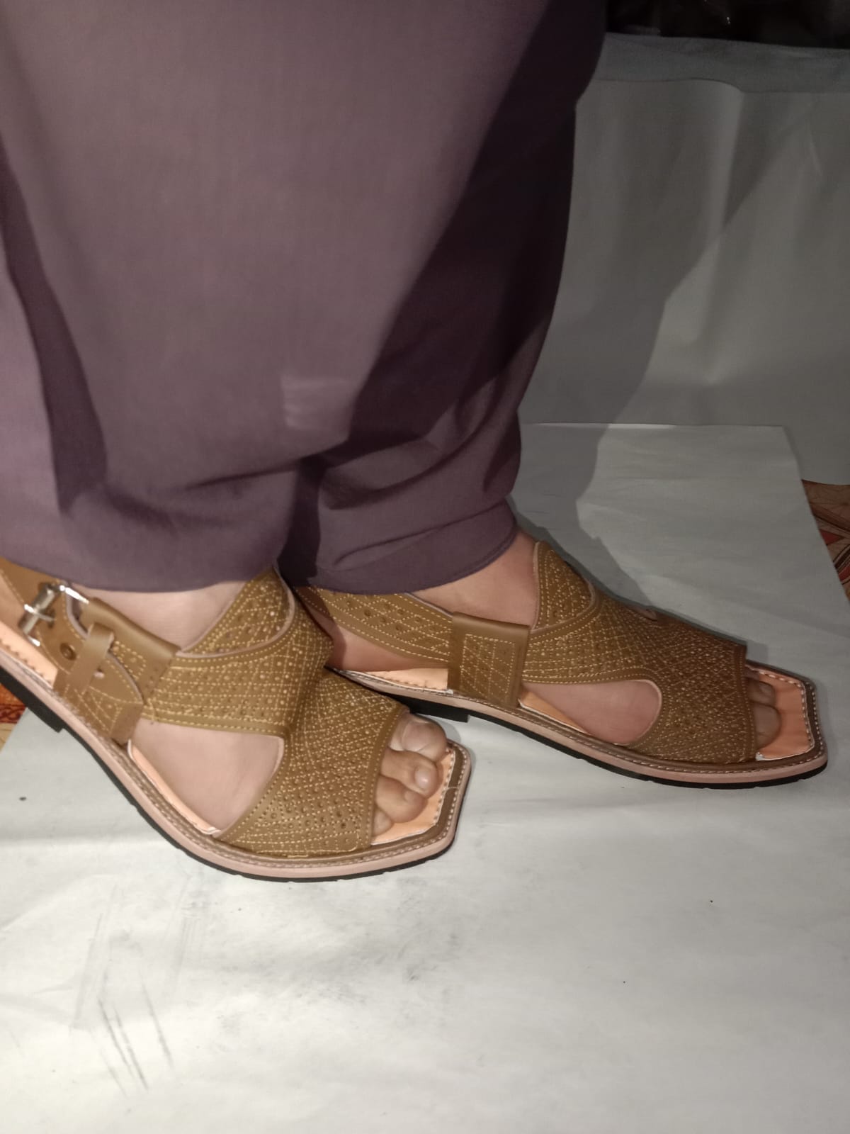 Kohati Jall panjidarb Chappal– Gents –gray colour  Handmade  with premium leather