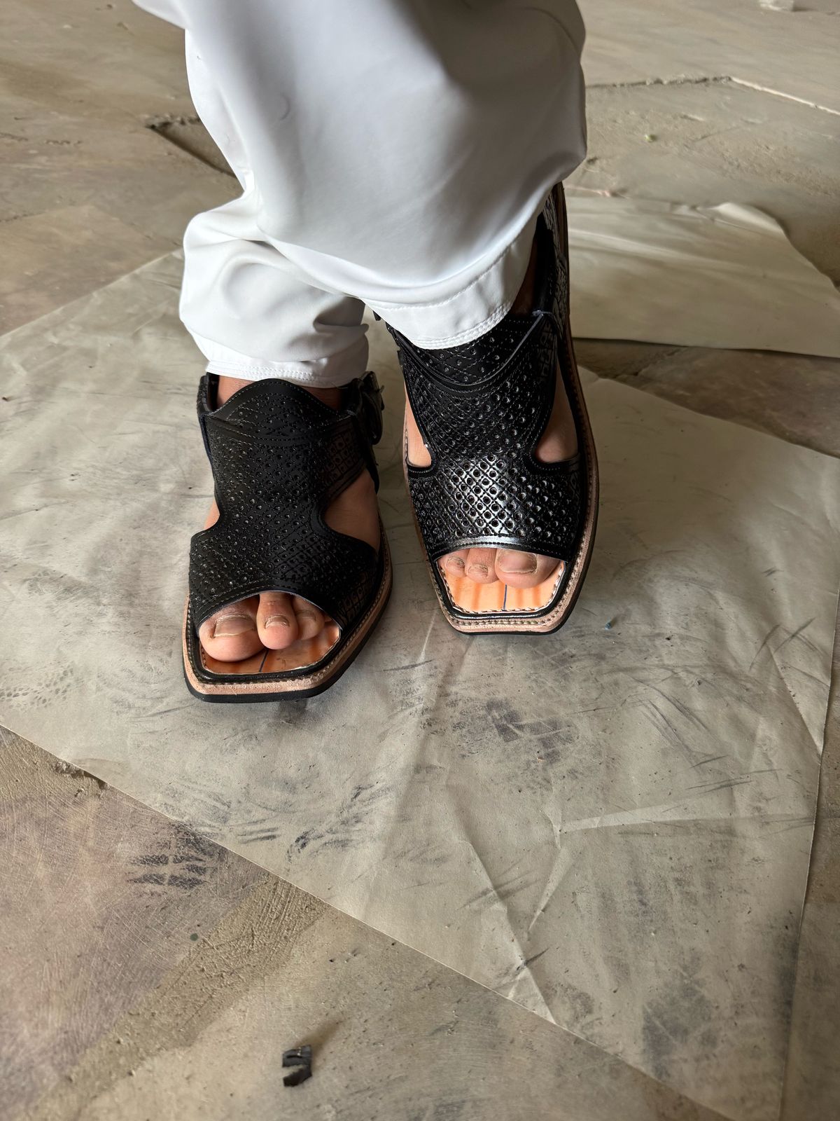Kohati Jall panjidarb Chappal– Gents –gray colour  Handmade  with premium leather