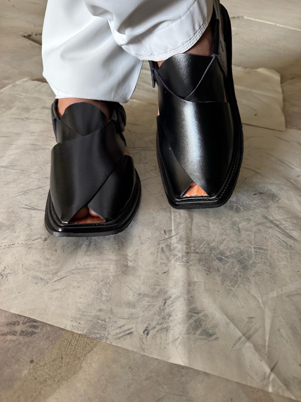 Peshawari Chappals – Gents –black colour Handmade  with premium leather