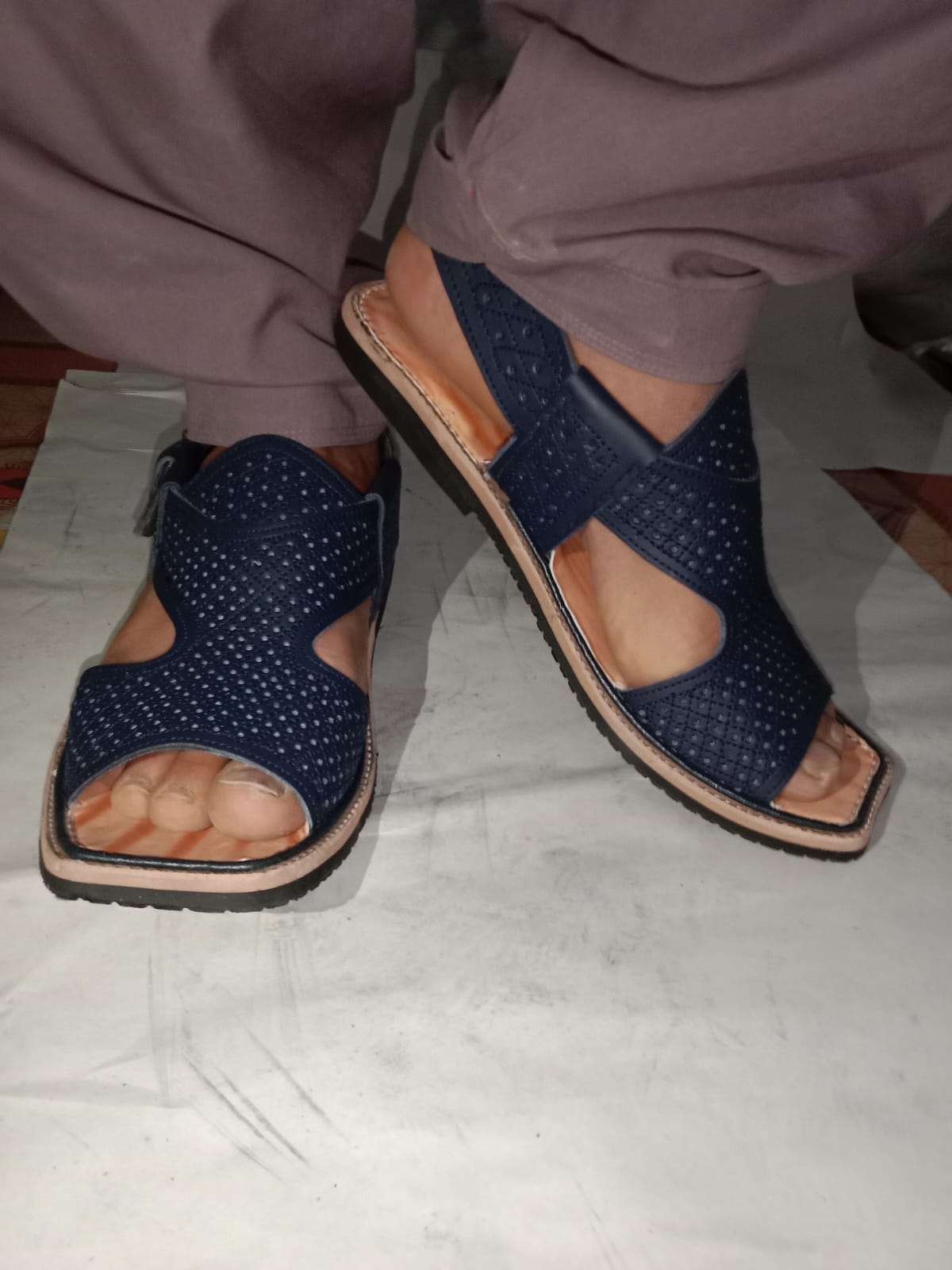 Kohati Jall panjidarb Chappal– Gents –gray colour  Handmade  with premium leather