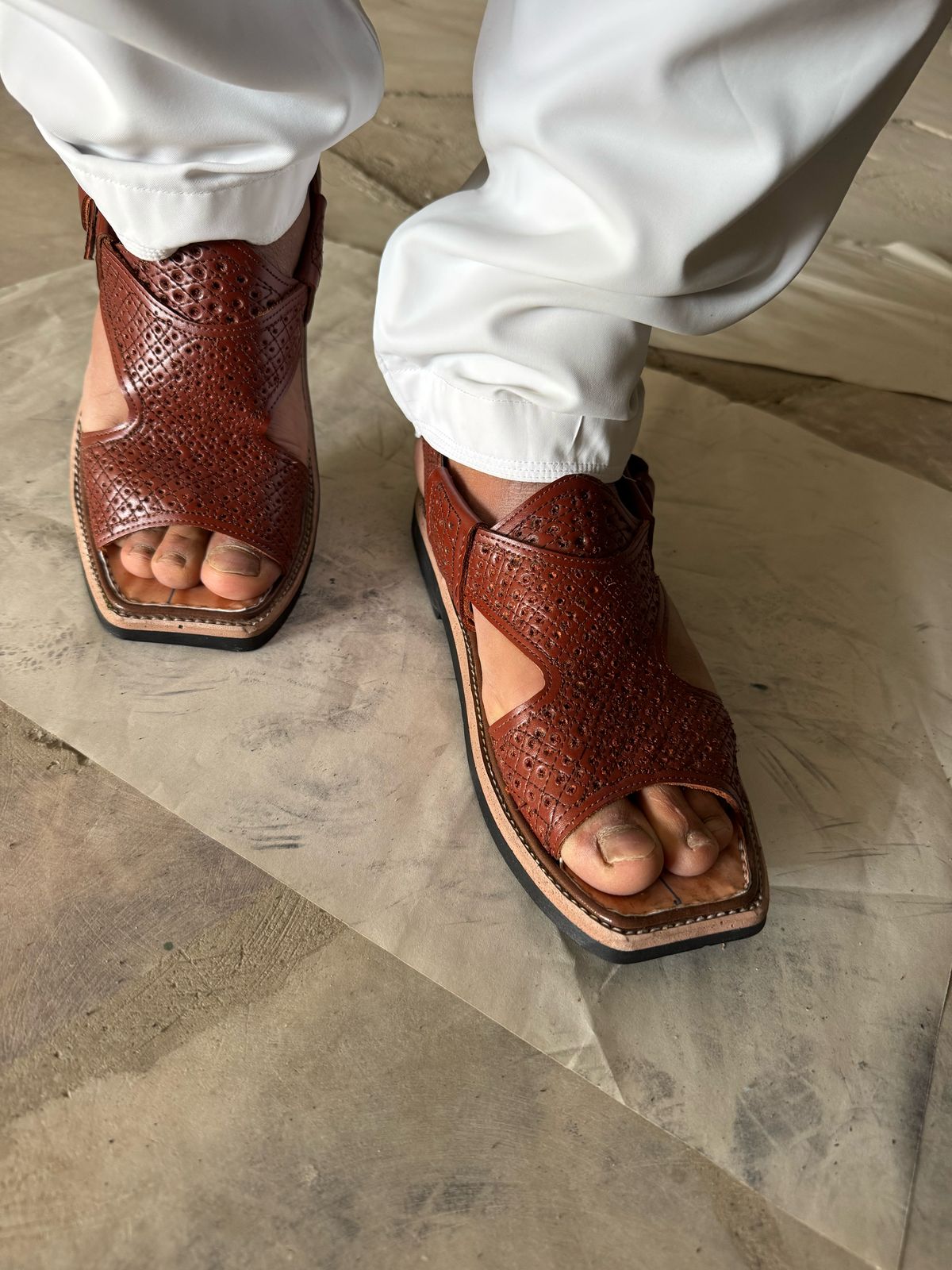 Kohati Jall panjidarb Chappal– Gents –gray colour  Handmade  with premium leather